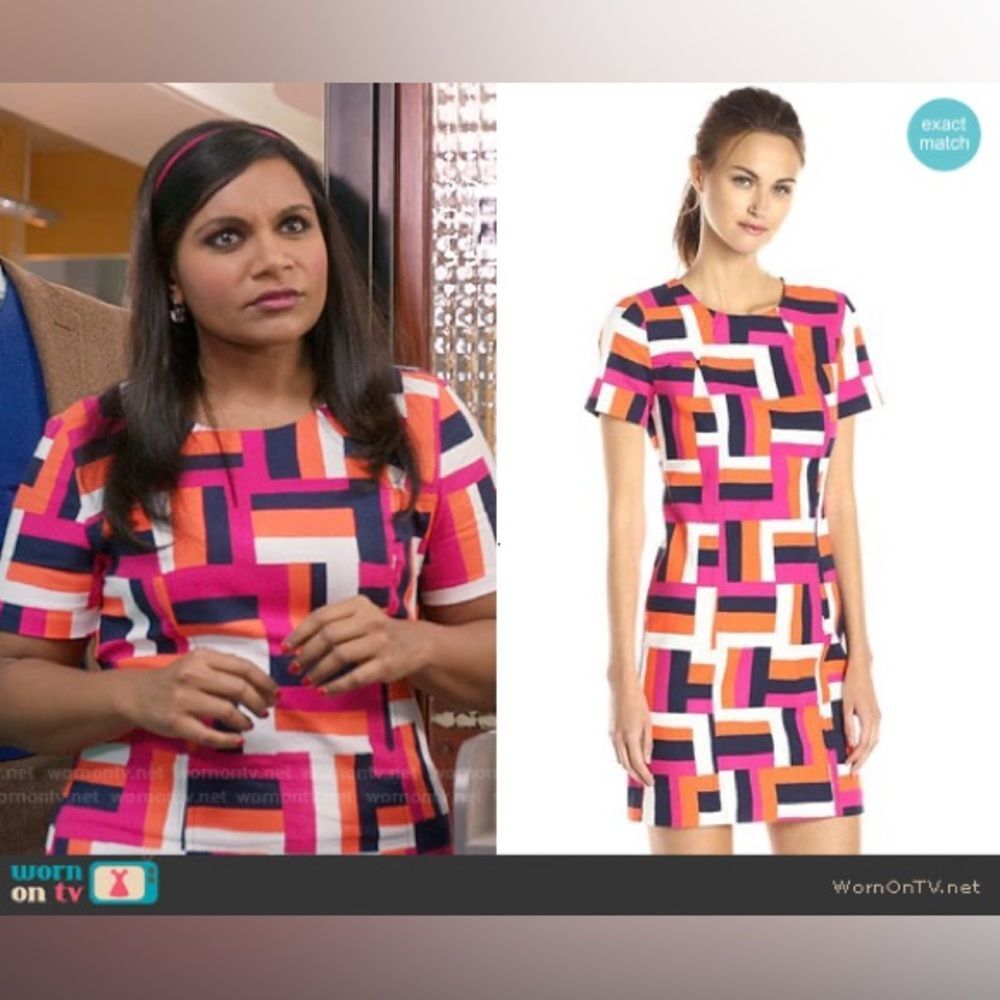 Trina Turk Emilie Dress Geometric Shift Short Sleeve Women’s Size 8 Pink